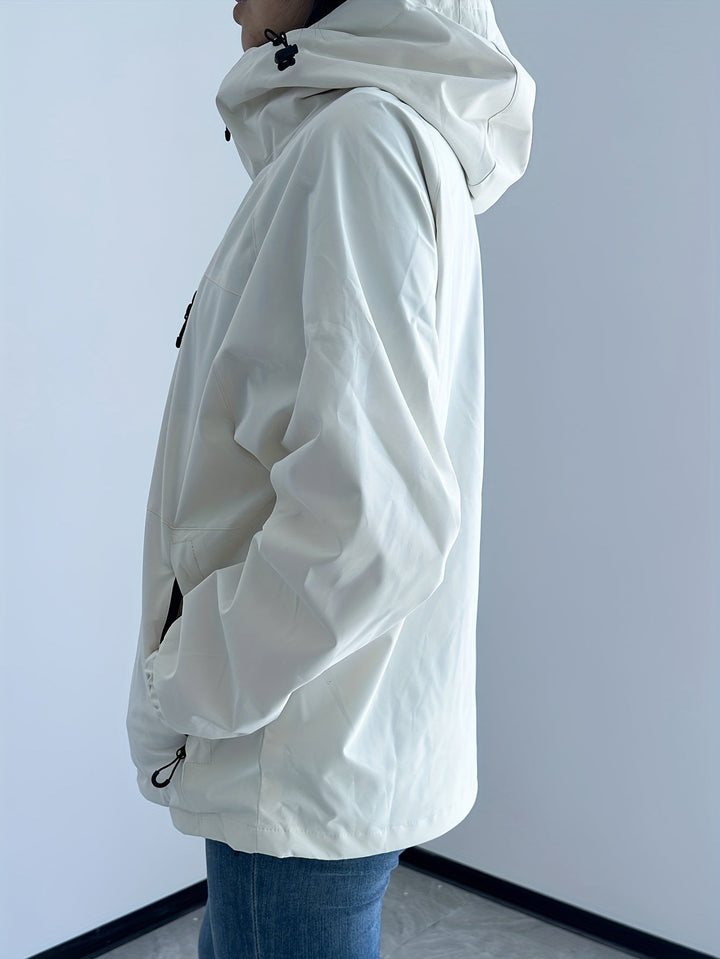 Veste pour femmes coupe-vent avec capuche à manches longues pour activités de plein air