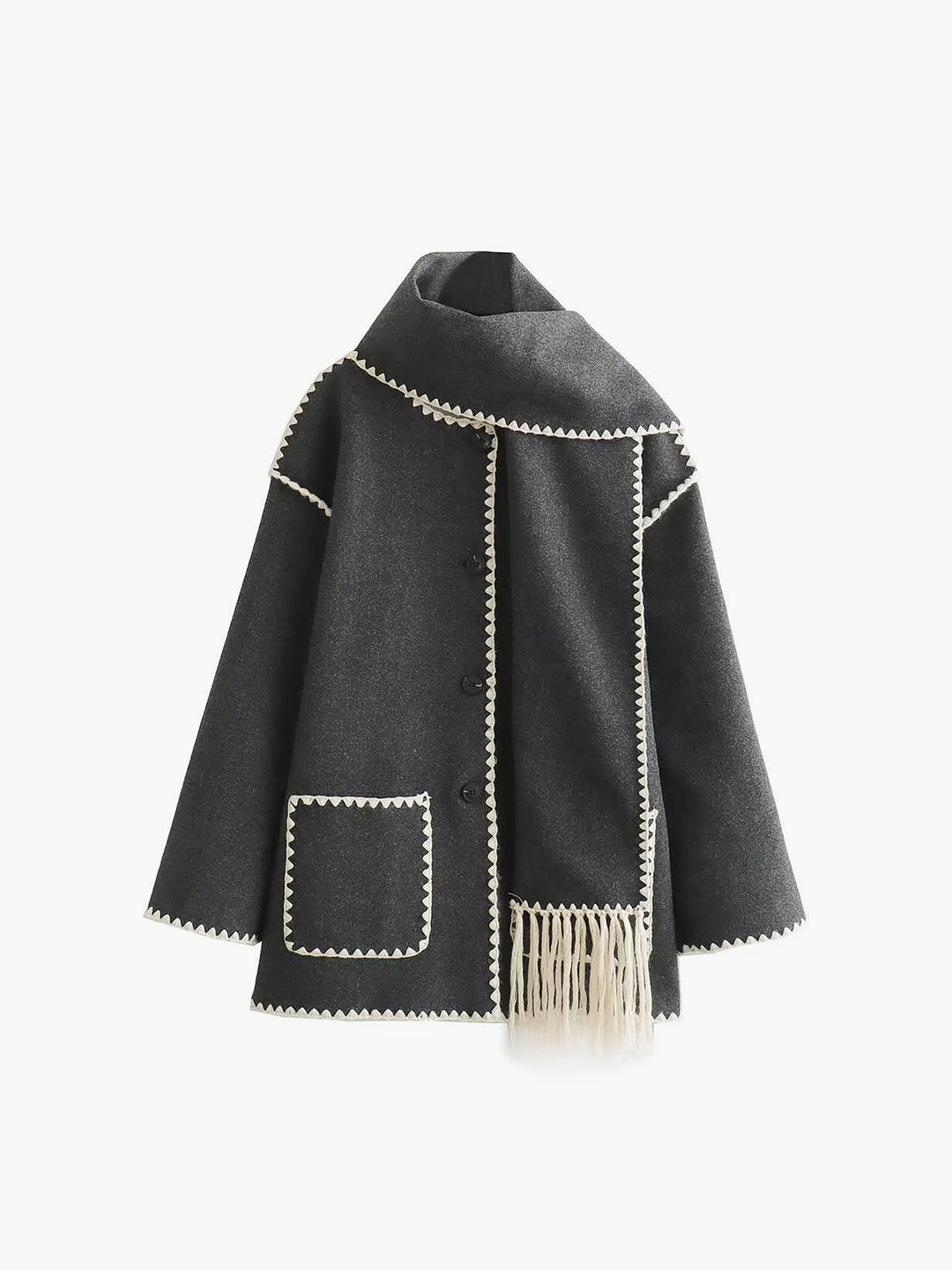 Veste pour femmes avec garniture contrastante et écharpe élégante