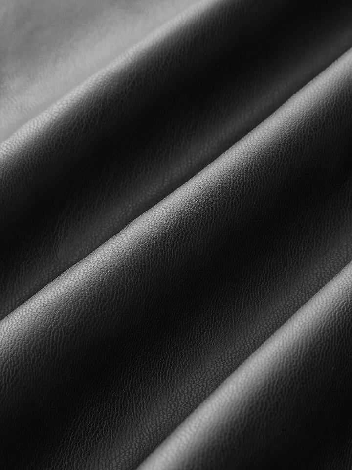 Damen Midi Kleid Kunstleder – Lederoptik, Rücken-Schlitz, Elegant & Modern
