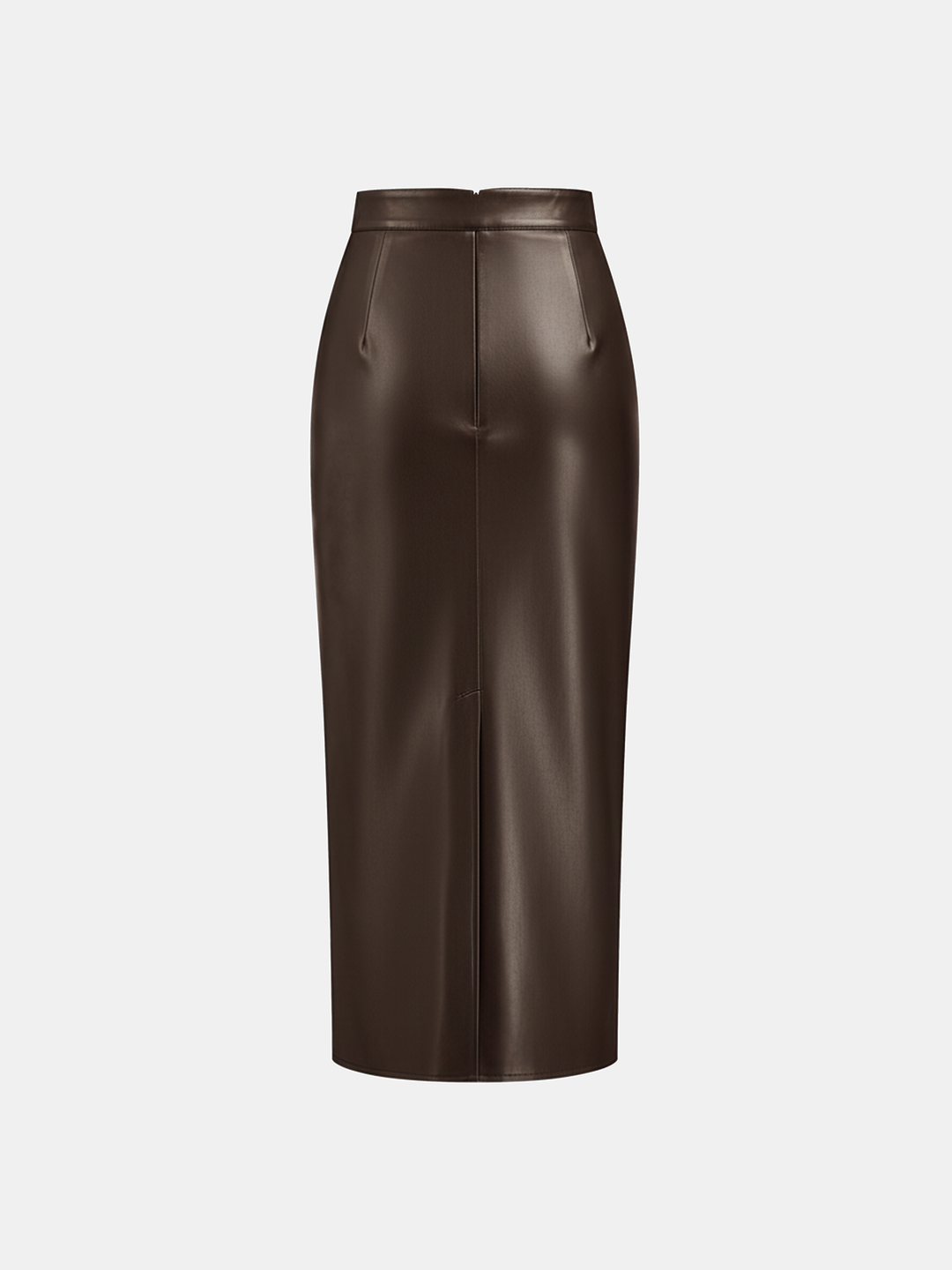 Damen Midi Kleid Kunstleder – Lederoptik, Rücken-Schlitz, Elegant & Modern