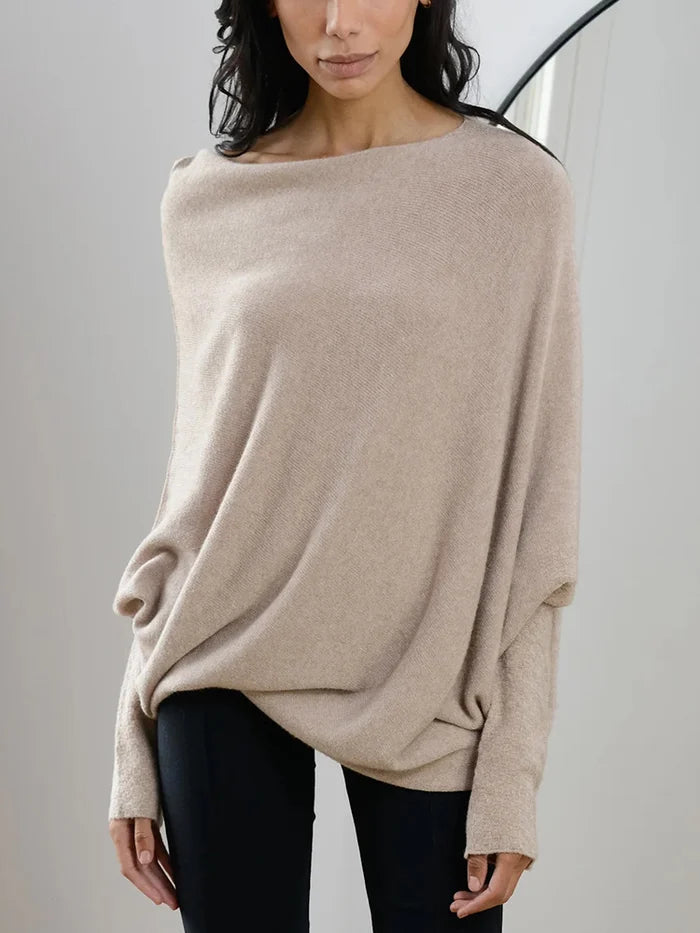 Pull pour femmes asymétrique surdimensionné matériau chaud