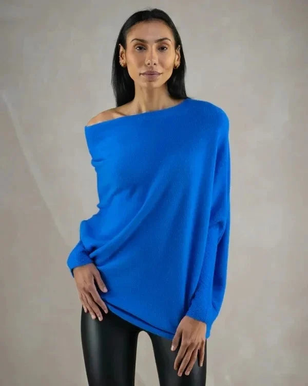 Pull pour femmes asymétrique surdimensionné matériau chaud