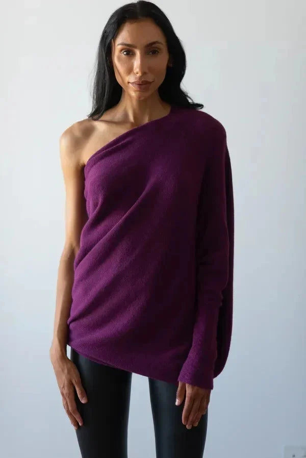 Pull pour femmes asymétrique surdimensionné matériau chaud