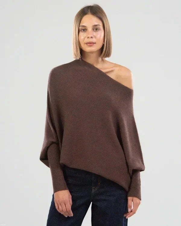 Pull pour femmes asymétrique surdimensionné matériau chaud