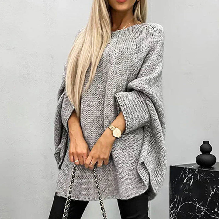 Pull femme en coton tricoté épais à encolure bateau