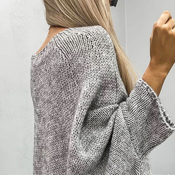Pull femme en coton tricoté épais à encolure bateau
