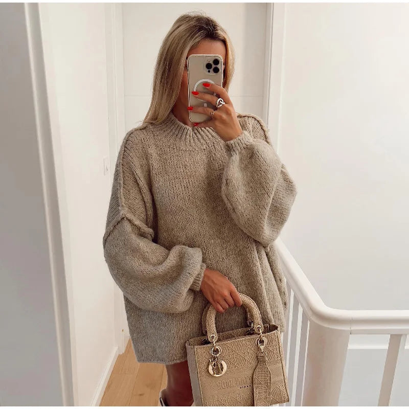 Pull femme coton surdimensionné confortable