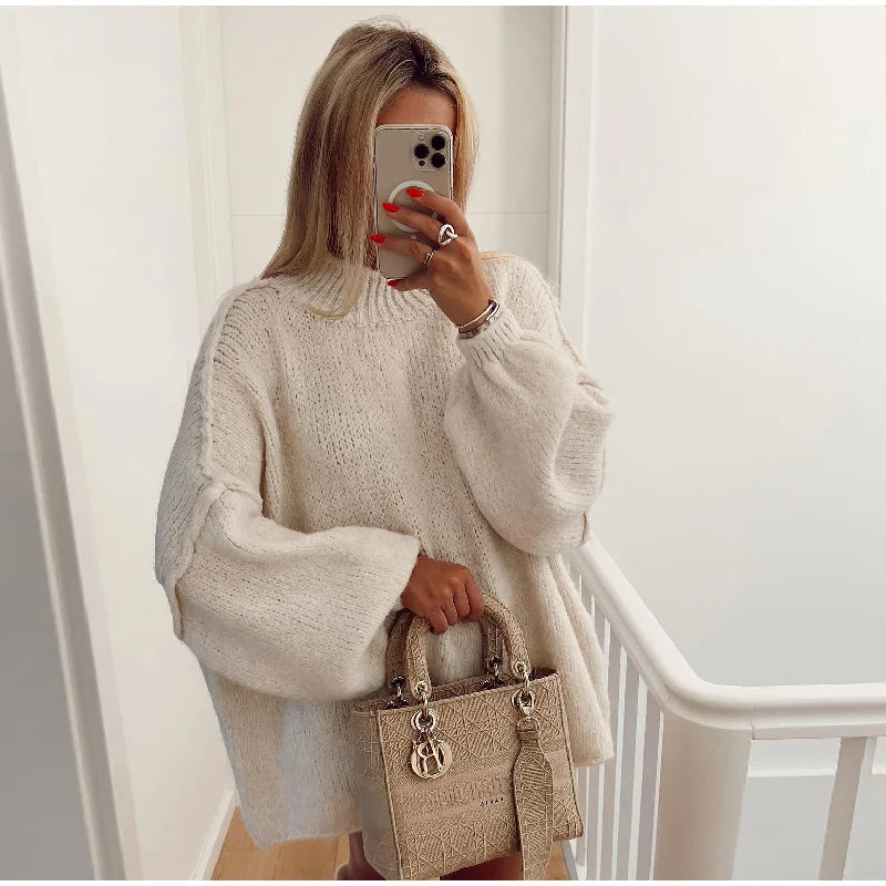 Pull femme coton surdimensionné confortable