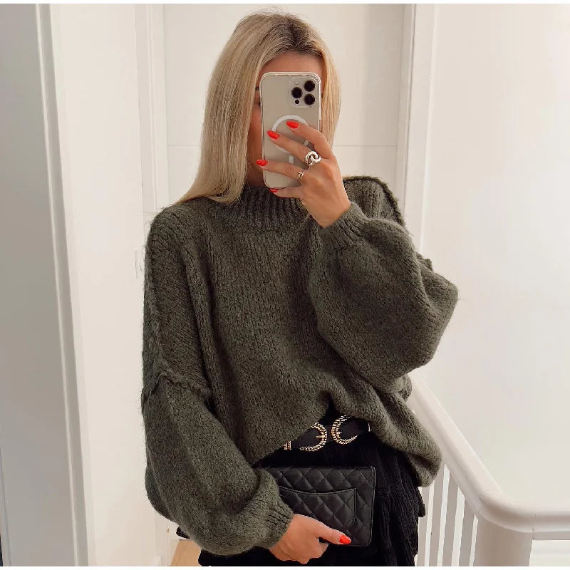 Pull femme coton surdimensionné confortable