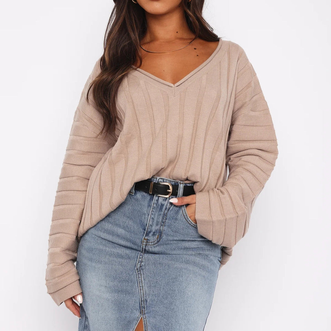 Pull pour femmes en coton col en V élégant