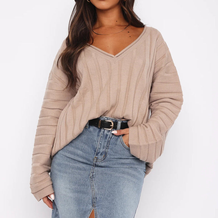 Pull pour femmes en coton col en V élégant