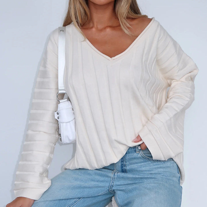 Pull pour femmes en coton col en V élégant