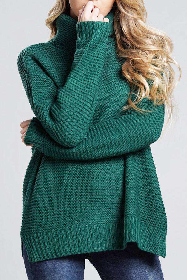 Pull pour femmes en grosse maille à col roulé haut