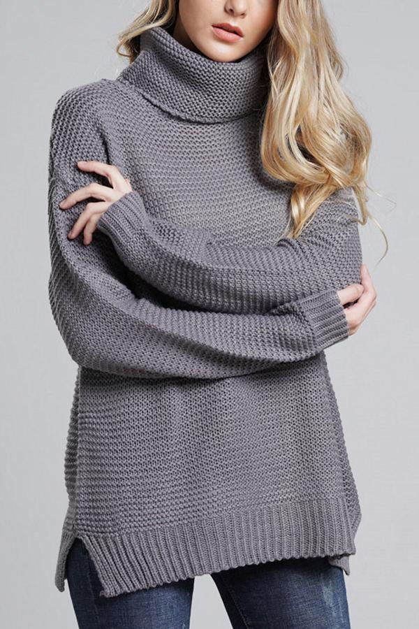 Pull pour femmes en grosse maille à col roulé haut