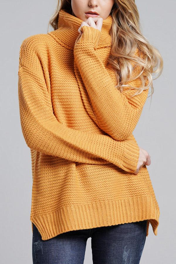 Pull pour femmes en grosse maille à col roulé haut