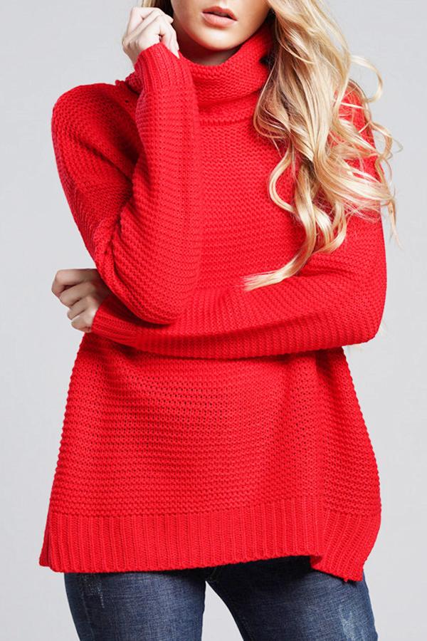 Pull pour femmes en grosse maille à col roulé haut