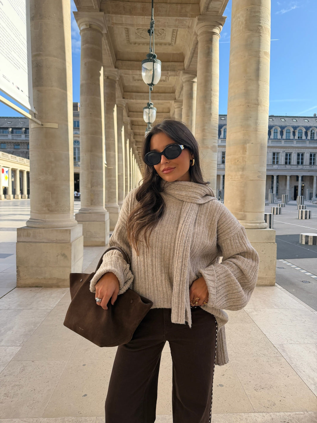 Damenpullover Langarm Mit Schal 0