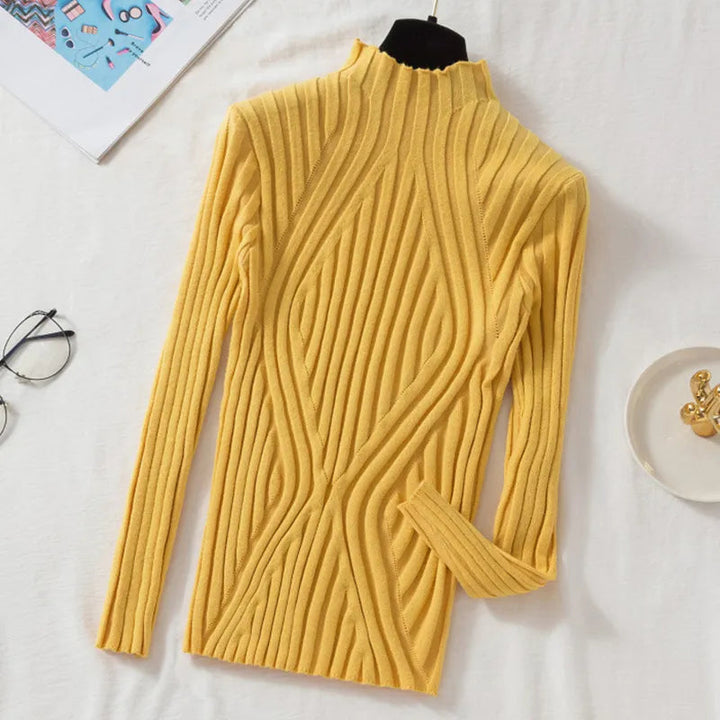 Pull pour femmes col roulé tricoté manches longues chaud