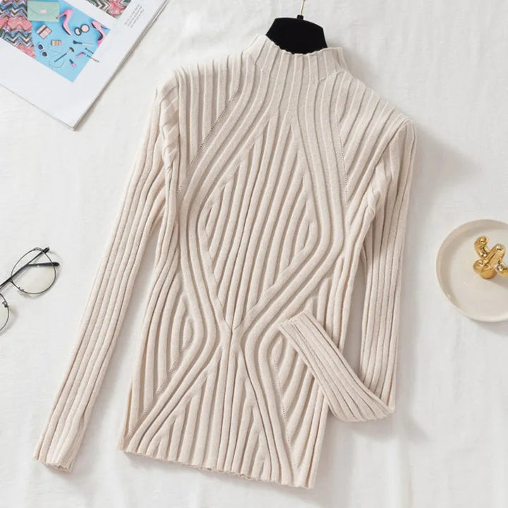 Pull pour femmes col roulé tricoté manches longues chaud