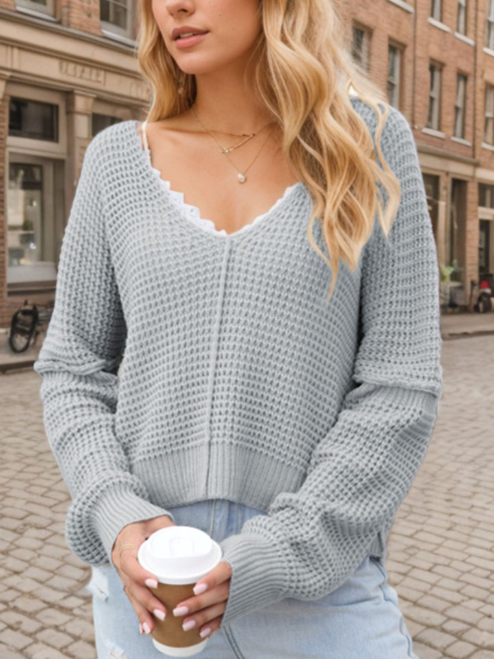 Pull pour femmes col en V tricot chaud et élégant