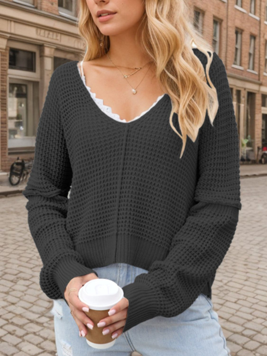 Pull pour femmes col en V tricot chaud et élégant