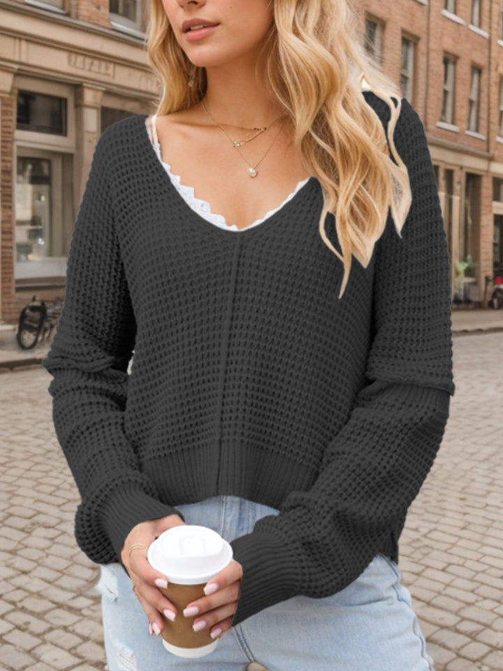 Pull pour femmes col en V tricot chaud et élégant