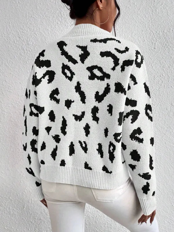 Damenpullover Weiches Material Leopardenmuster Elegant