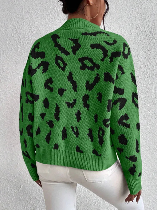 Damenpullover Weiches Material Leopardenmuster Elegant