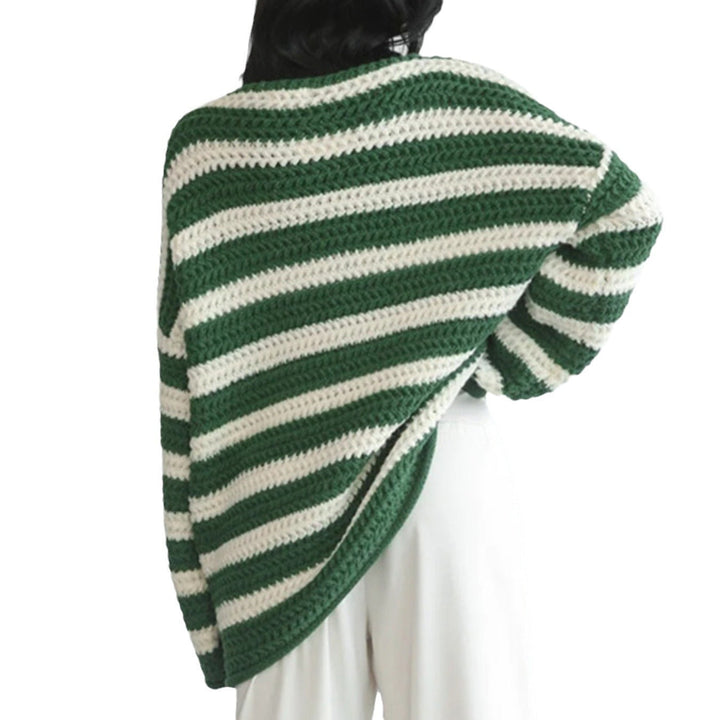 Damenpullover aus Wolle Oversized Lässig mit Streifen