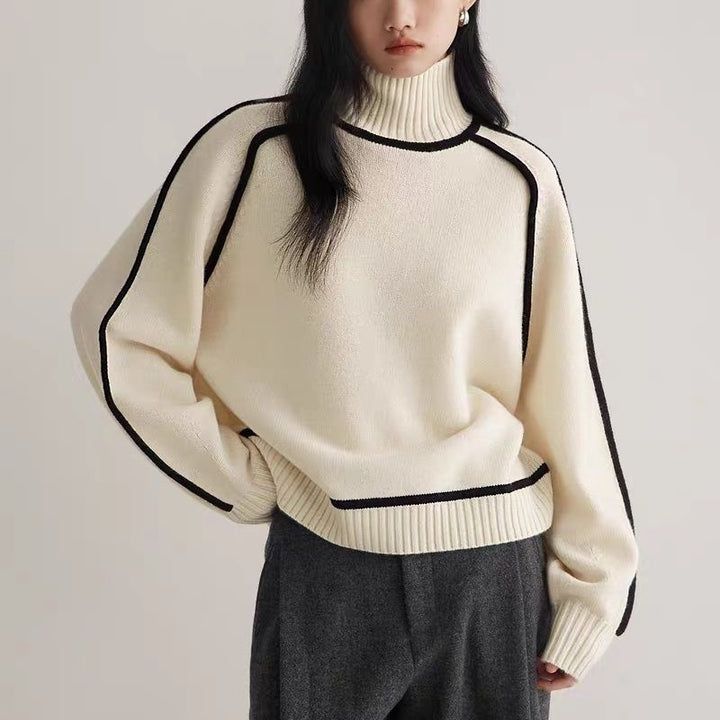 Damenpullover mit Halbem Rollkragen aus Weichem, Atmungsaktivem Material – Warme Pullover Damen