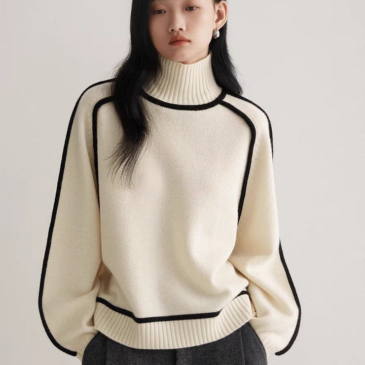 Damenpullover mit Halbem Rollkragen aus Weichem, Atmungsaktivem Material – Warme Pullover Damen
