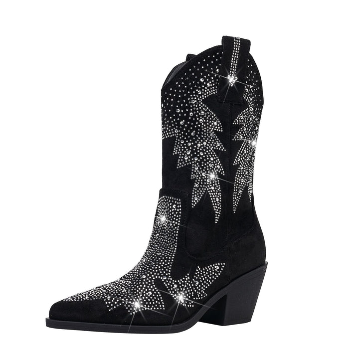 Damenstiefel Wildleder Elegant Mittlere Wadenhöhe mit Strassverzierungen
