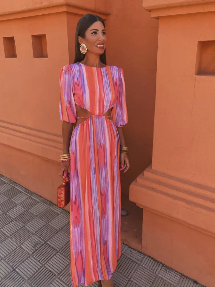 Women's Maxi Dress Tie-Dye Stretch Cut-Out | Summer Style
