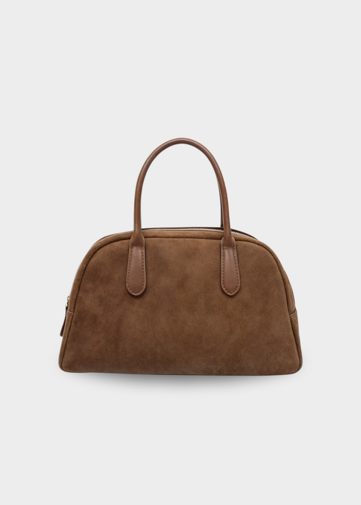 Echte Wildleder Handtasche Damen – Kleine Schultertasche mit Reißverschluss