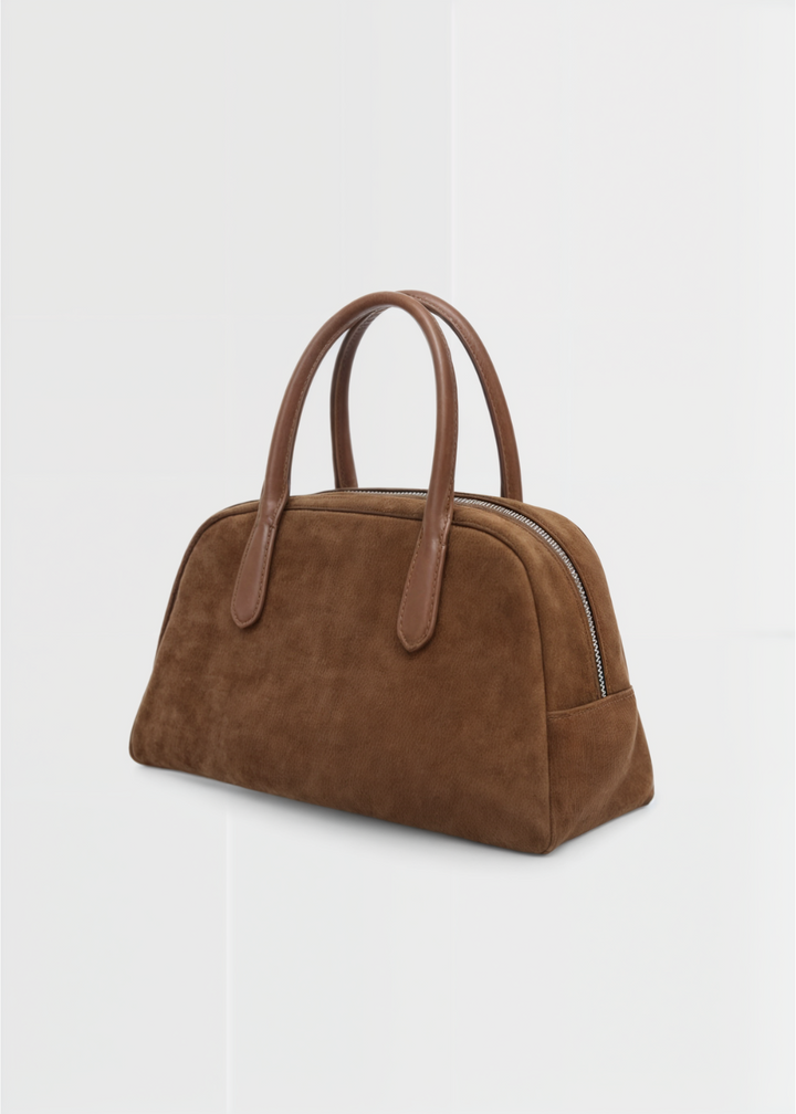 Echte Wildleder Handtasche Damen – Kleine Schultertasche mit Reißverschluss