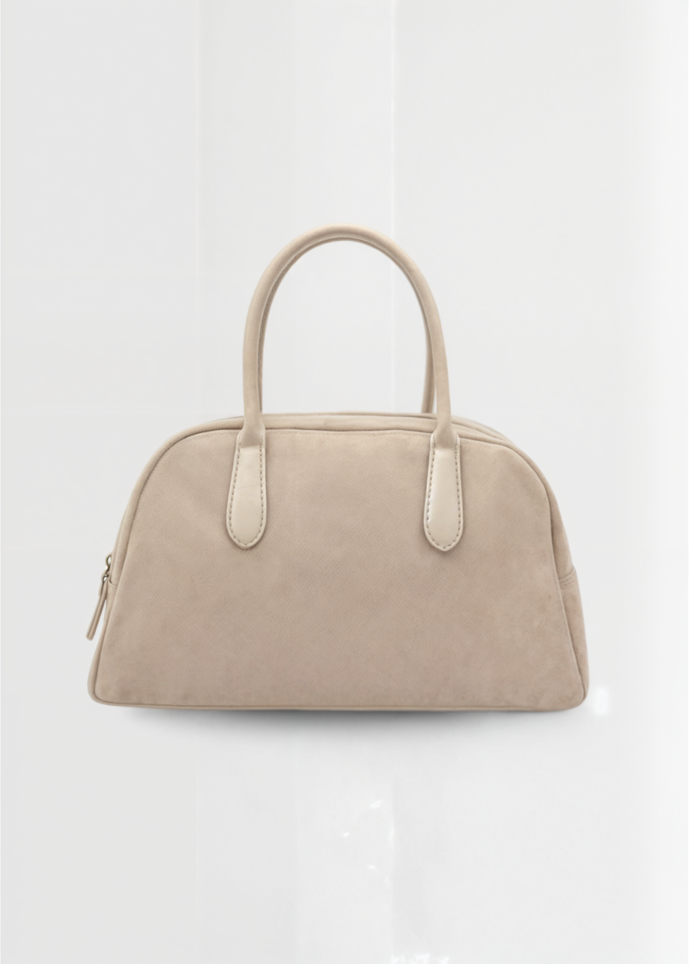 Echte Wildleder Handtasche Damen – Kleine Schultertasche mit Reißverschluss