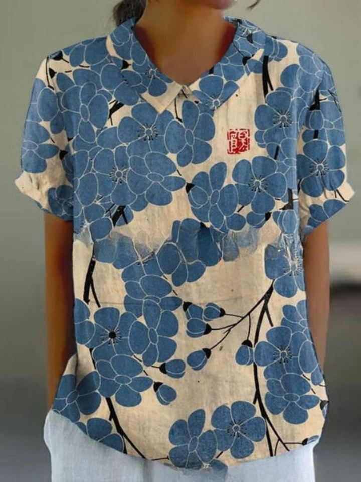 Damen Vintage Bluse mit Blumenmuster – Lässig & Elegant