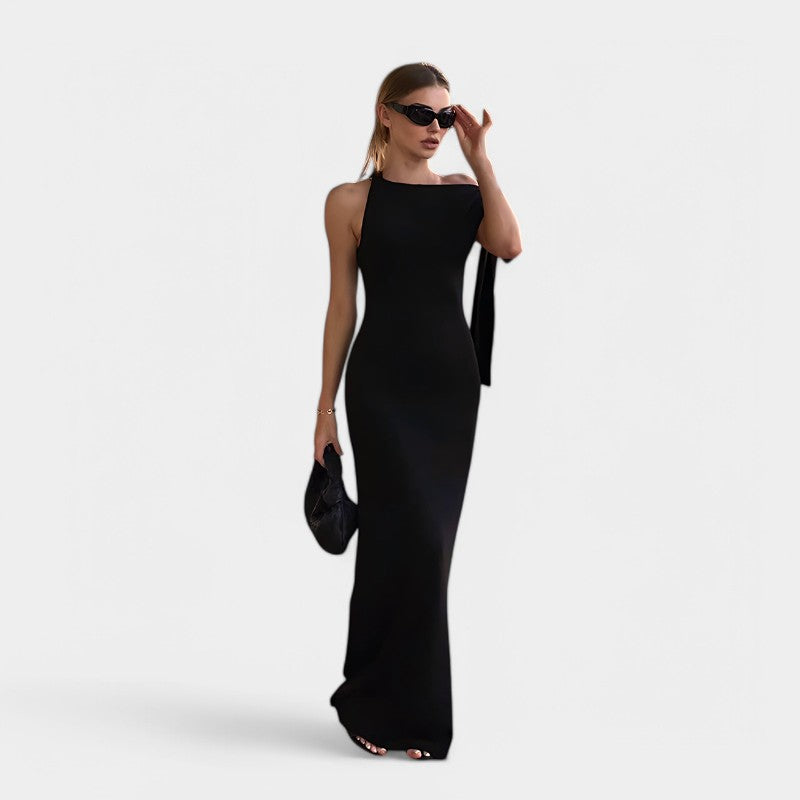Women's maxi dress chiffon elegant bow detail evening dress summer