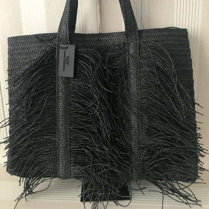 Strohtasche Damen – Handgefertigte Strandtasche mit Quasten & Reißverschluss