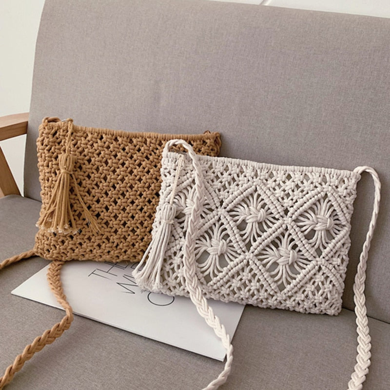 Boho Schultertasche Damen – Handgewebt, Sommerlich & Verstellbar