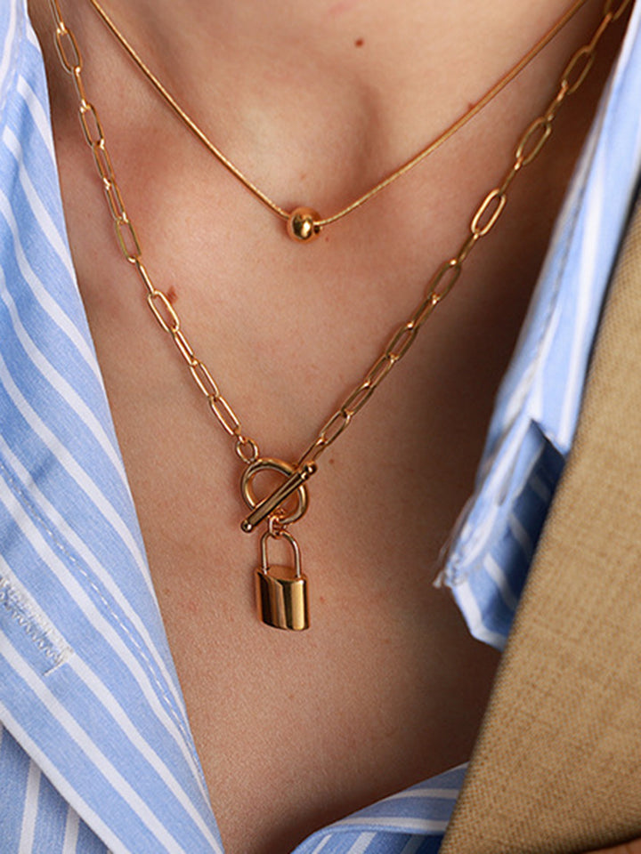 Halskette Damen Titanstahl Vorhängeschloss Design 3