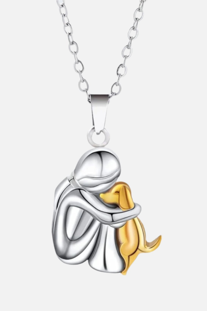 Halskette Damen mit Umarmungs-Anhänger in 14K Vergoldet – Elegantes Hundesilhouette Design 2