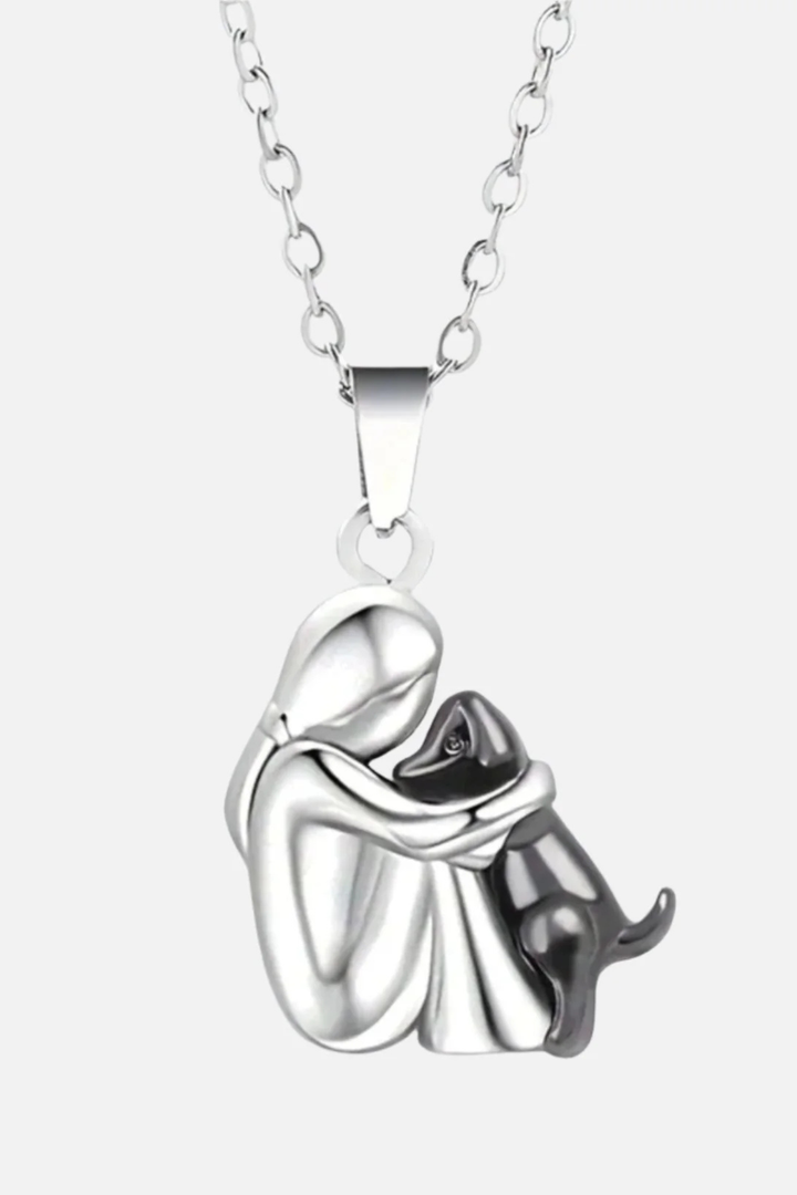 Halskette Damen mit Umarmungs-Anhänger in 14K Vergoldet – Elegantes Hundesilhouette Design 6