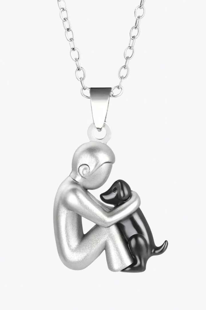 Halskette Damen mit Umarmungs-Anhänger in 14K Vergoldet – Elegantes Hundesilhouette Design 8