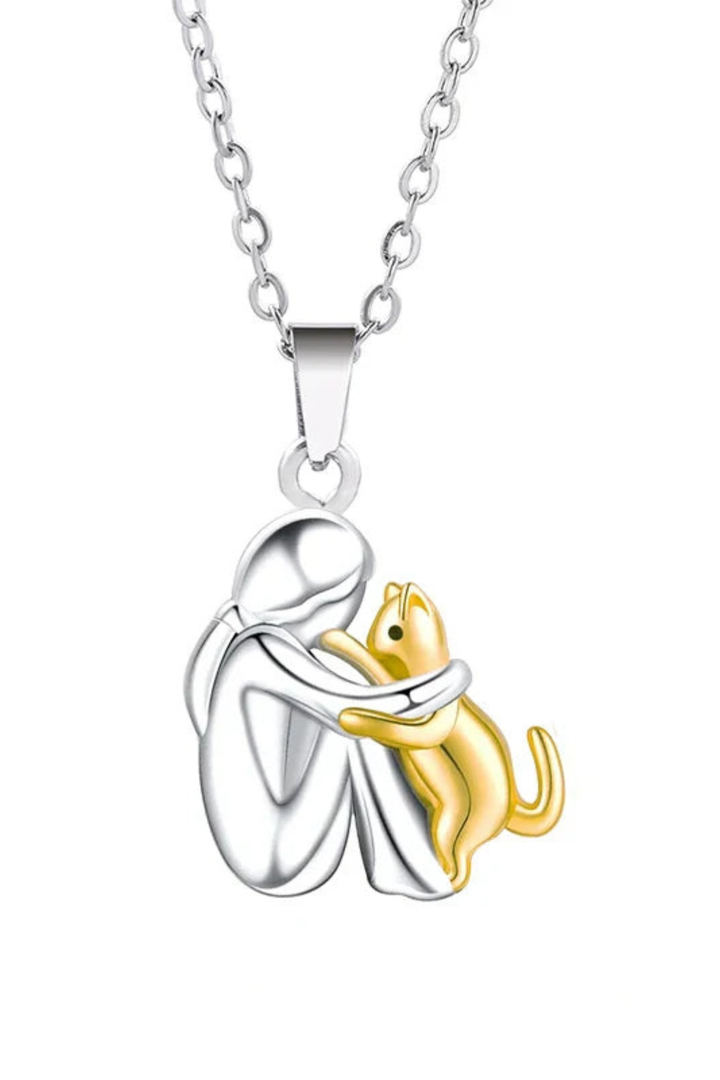 Halskette Damen mit Umarmungs-Anhänger in 14K Vergoldet – Elegantes Hundesilhouette Design 9