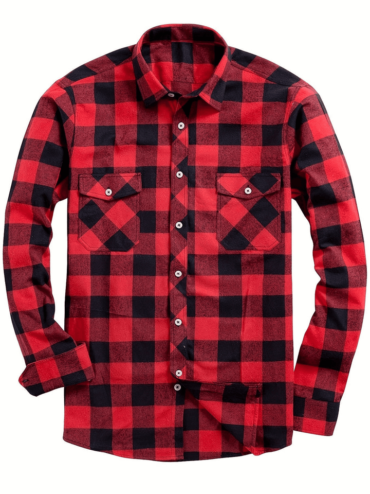 Chemise homme coton style bûcheron manches longues décontractée