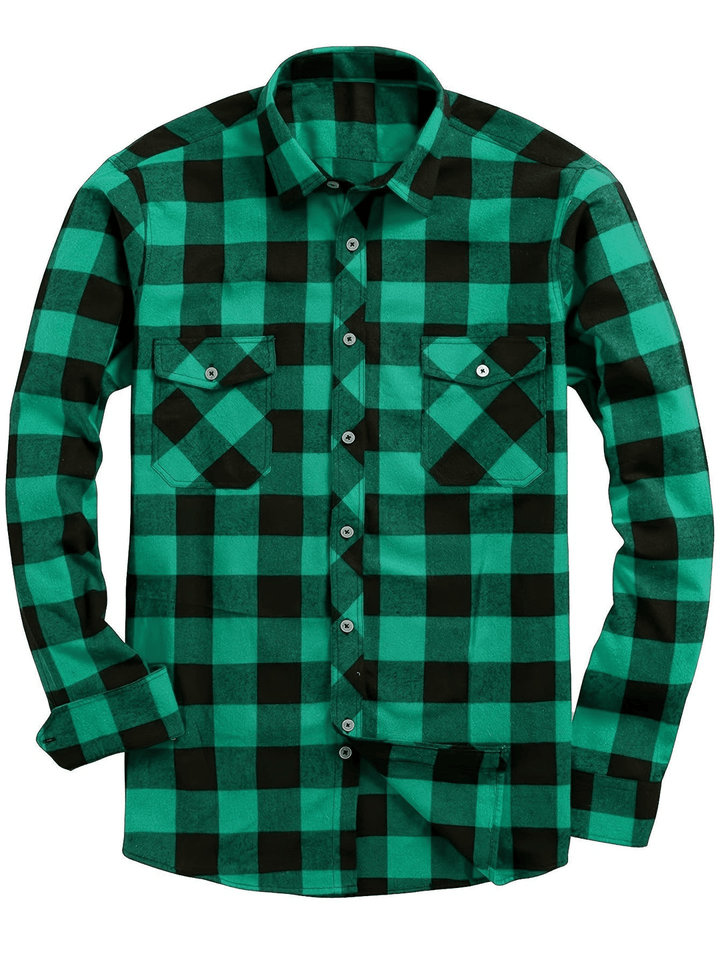 Chemise homme coton style bûcheron manches longues décontractée