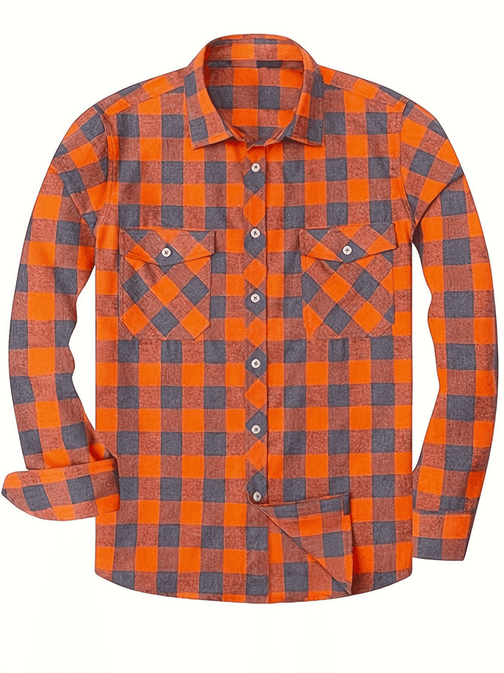 Chemise homme coton style bûcheron manches longues décontractée