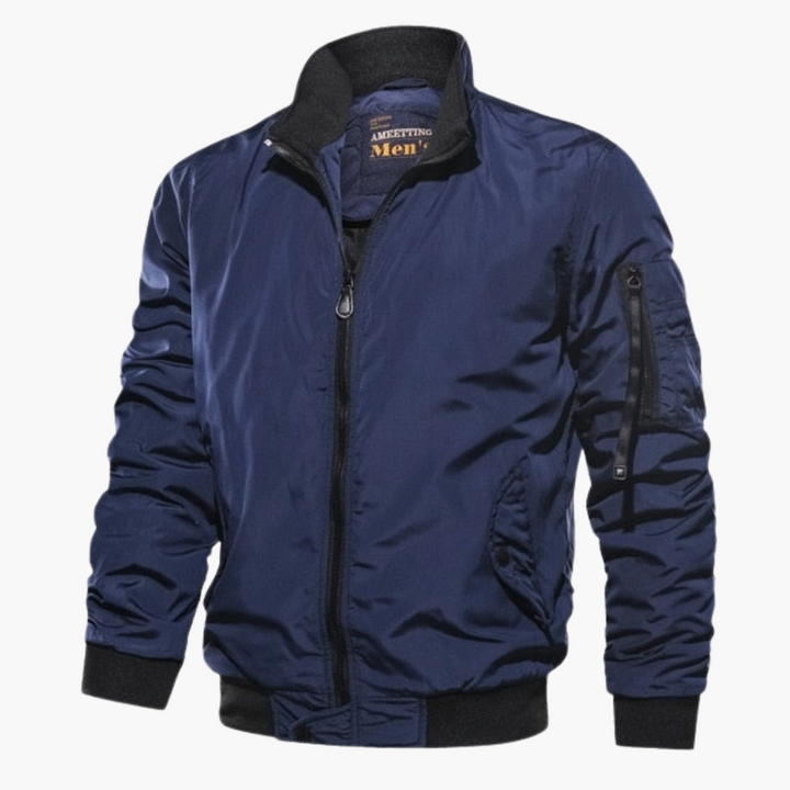 Herren Bomberjacke Stehkragen Hochwertiger Stoff Casual