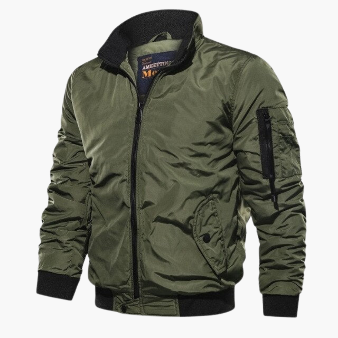 Herren Bomberjacke Stehkragen Hochwertiger Stoff Casual